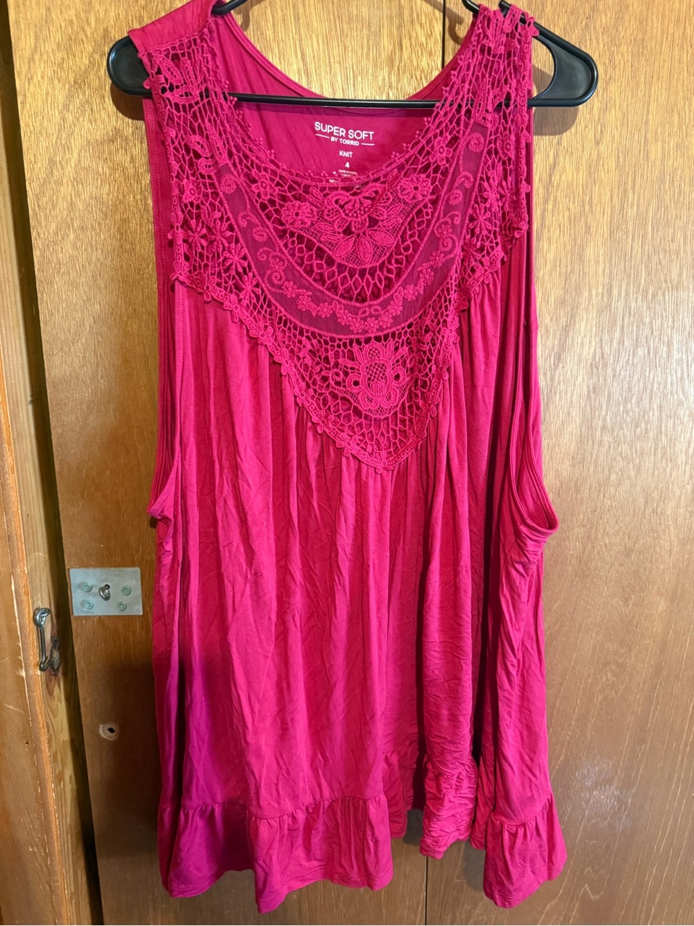 torrid Fuchsia Crochet Yoke Tank